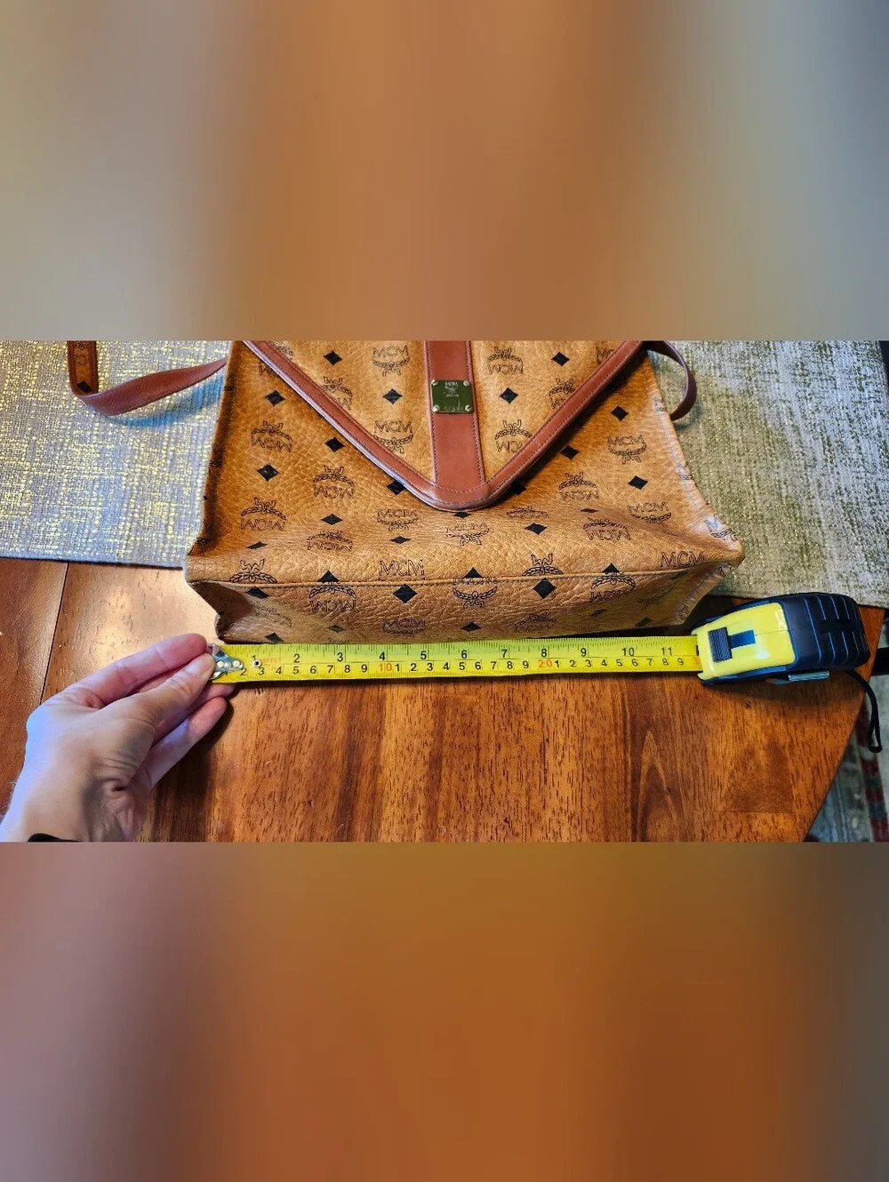 Vintage 1980s MCM Cognac Visetos Envelope Foldover Crossbody OR Clutch - Picture 10 of 12